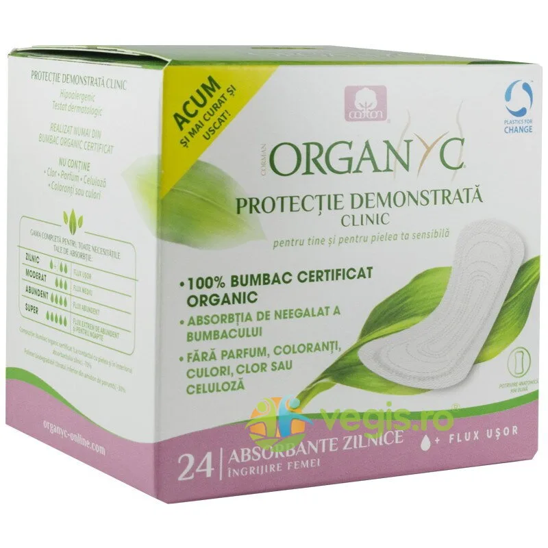 Absorbante Zilnice Subtiri din Bumbac Organic 24buc ORGANYC — preț și oferte