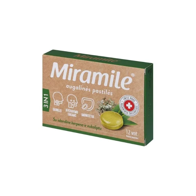 Miramile muschi de islanda si eucalipt, 12 tablete, Valentis — preț și oferte