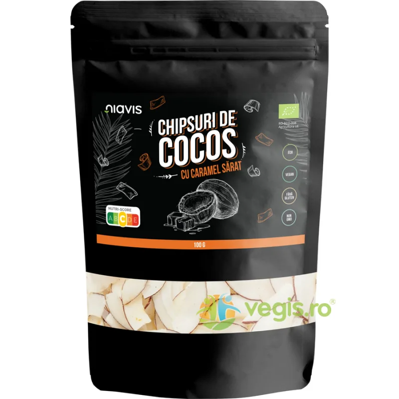Chipsuri de Cocos cu Caramel Sarat Ecologice/Bio 100g NIAVIS — preț și oferte
