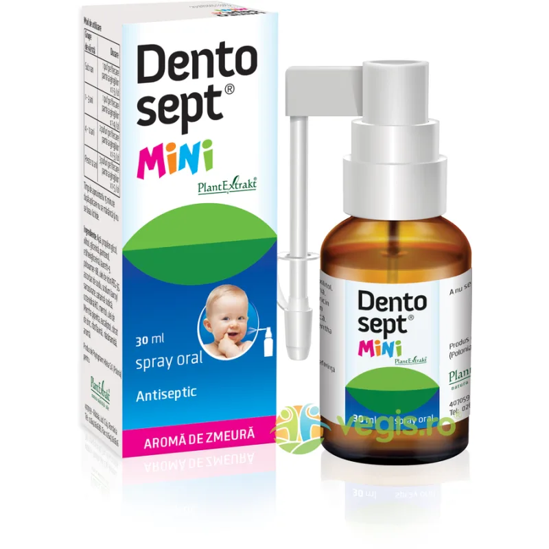 Dentosept Mini Spray Oral Antiseptic cu Aroma de Zmeura pentru Copii 30ml PLANTEXTRAKT — preț și oferte