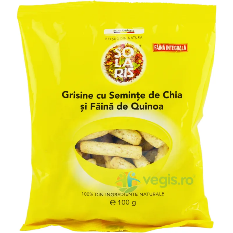 Grisine din Faina Integrala cu Seminte de Chia si Faina de Quinoa 100g SOLARIS — preț și oferte
