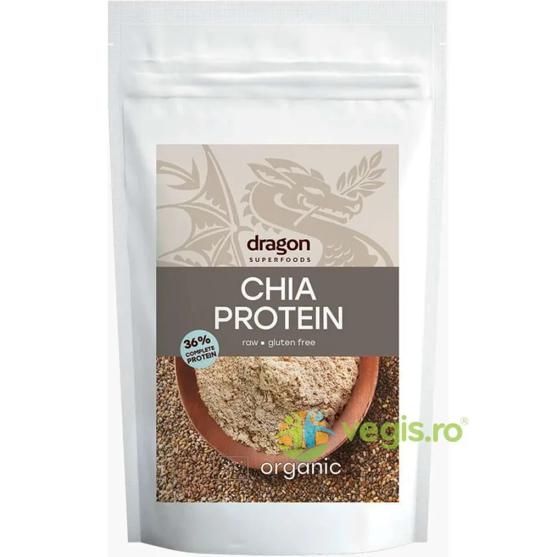Chia Pudra Proteica fara Gluten Ecologica/Bio 200g Dragon Superfoods — preț și oferte