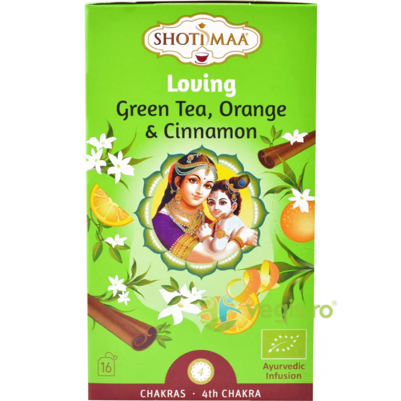 Ceai Verde cu Portocala si Scortisoara Loving Chakras Ecologic/Bio 16dz Shotimaa — preț și oferte