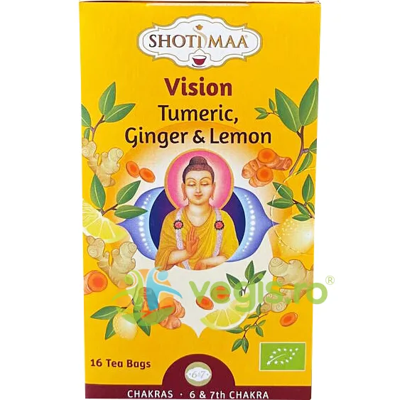 Ceai cu Turmeric, Ghimbir si Lamaie Vision Chakras Ecologic/Bio 16dz Shotimaa — preț și oferte