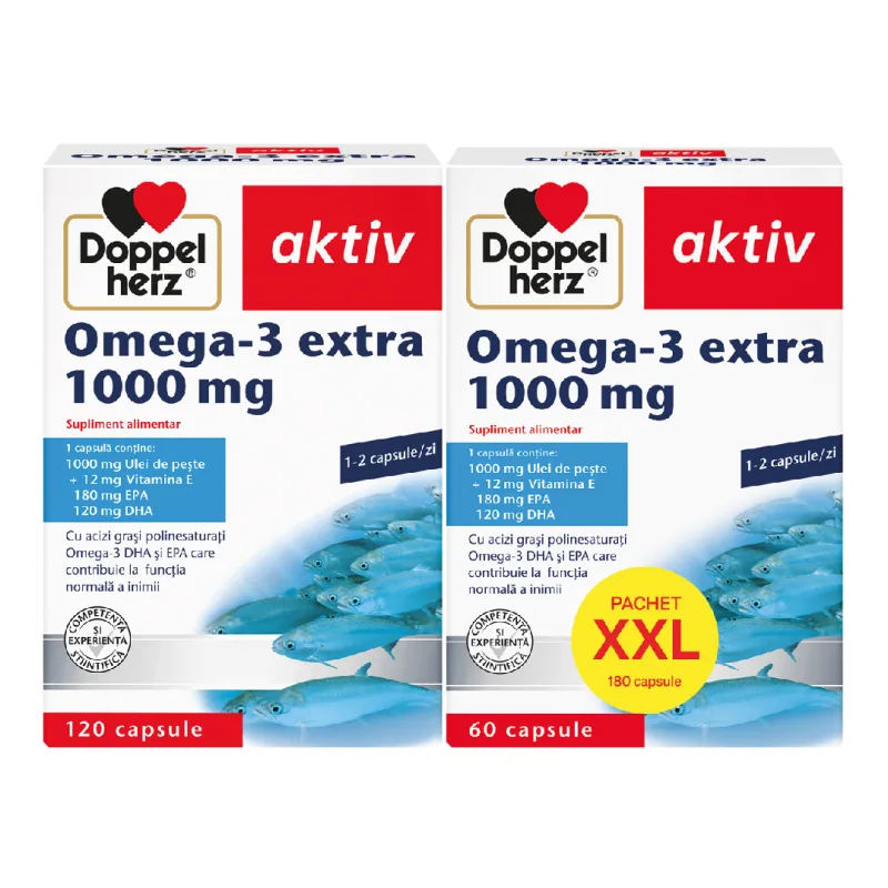 Pachet Omega 3 Extra, 1000 mg, 120+60 capsule, Doppelherz — preț și oferte