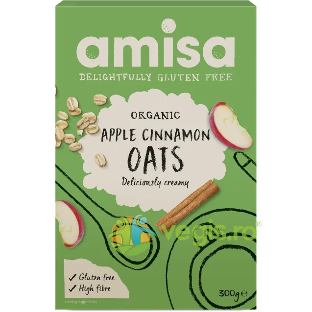 Porridge din Ovaz cu Mar si Scortisoara fara Gluten Ecologic/Bio 300g AMISA — preț și oferte