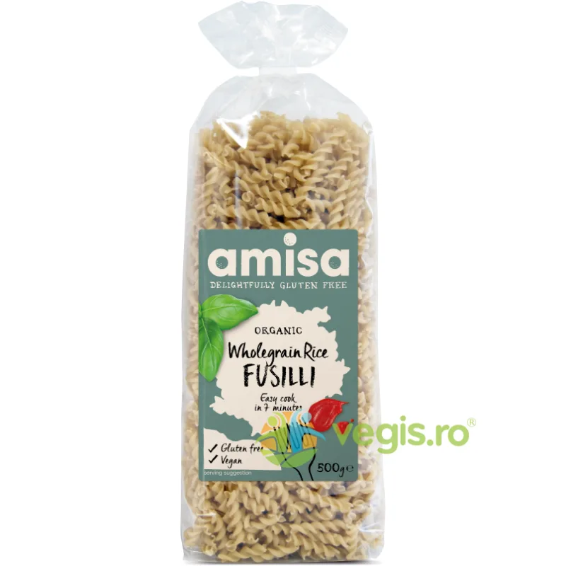 Fusilli din Orez Integral fara Gluten Ecologici/Bio 500g AMISA — preț și oferte