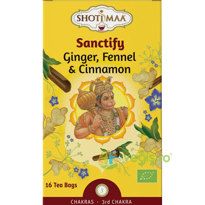 Ceai cu Ghimbir, Fenicul si Scortisoara Sanctify Chakras Ecologic/Bio 16dz Shotimaa — preț și oferte