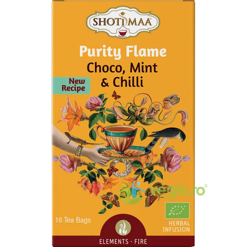 Ceai cu Cacao, Menta si Chilli Purity Flame Elements Ecologic/Bio 16dz Shotimaa — preț și oferte