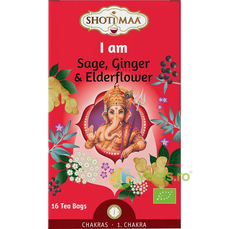 Ceai cu Salvie, Ghimbir si Soc I Am Chakras Ecologic/Bio 16dz Shotimaa — preț și oferte