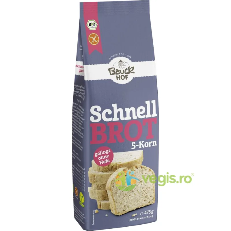 Mix din 5 Cereale pentru Paine Rapida fara Gluten Ecologic/Bio 475g BAUCKHOF — preț și oferte