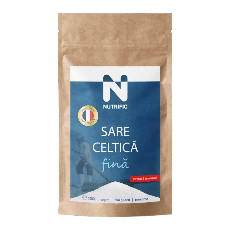 Sare celtica fina extrasa manual, 500g, Nutrific — preț și oferte