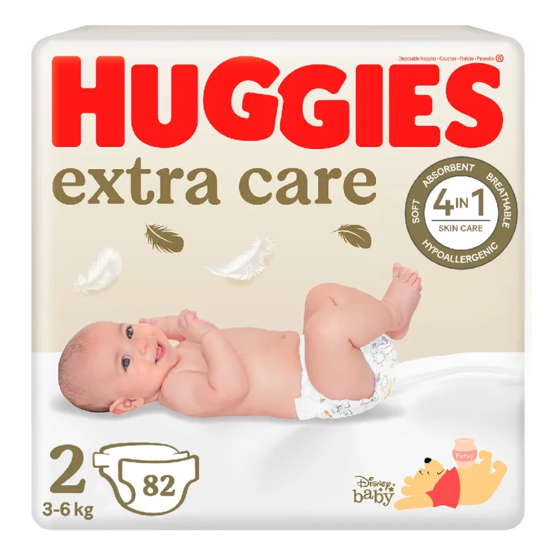 Scutece Extra Care Marimea 2, 3-6 kg, 82 bucati, Huggies — preț și oferte