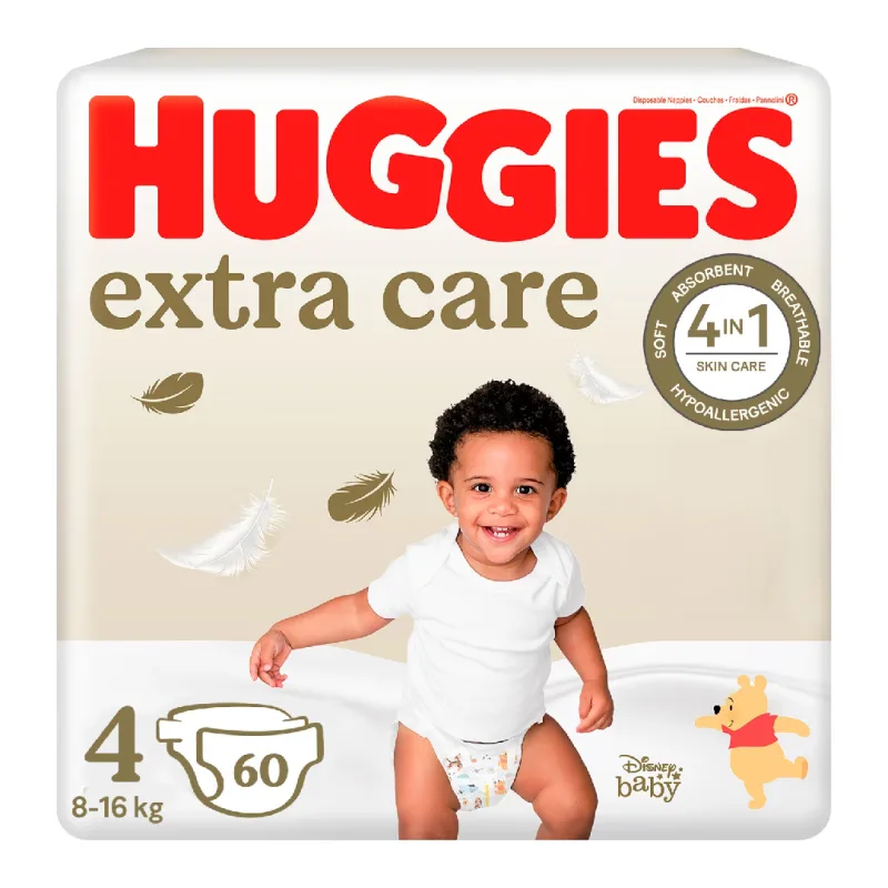Scutece Extra Care Marimea 4, 8-16 kg, 60 bucati, Huggies — preț și oferte