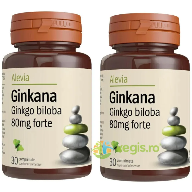 Pachet Ginkana Ginkgo Biloba Forte 80mg 30cpr+30cpr ALEVIA — preț și oferte