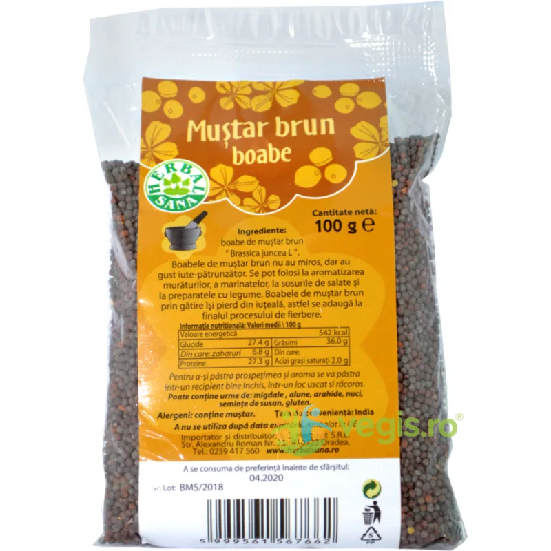 Mustar Boabe Brun/Maro 100g Herbavit — preț și oferte