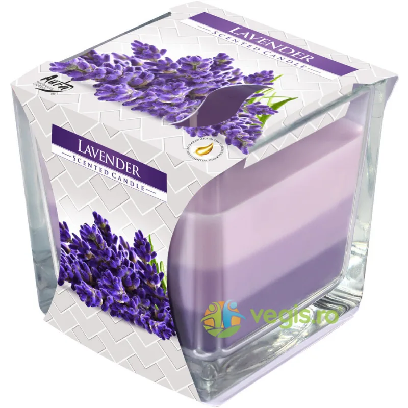 Lumanare Parfumata in Pahar Trei Culori cu Aroma Lavanda BISPOL — preț și oferte