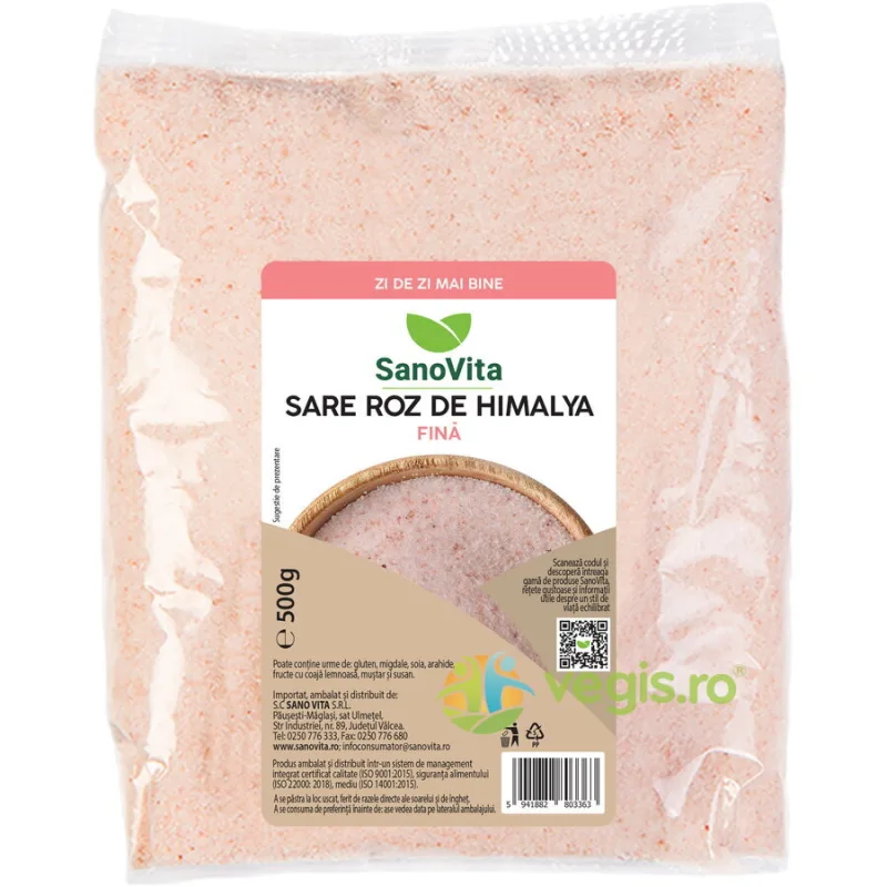 Sare Roz de Himalaya Fina Neiodata 500g SANOVITA — preț și oferte