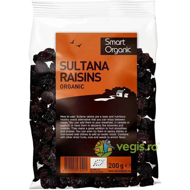 Stafide Sultana Ecologice/Bio 200g SMART ORGANIC — preț și oferte