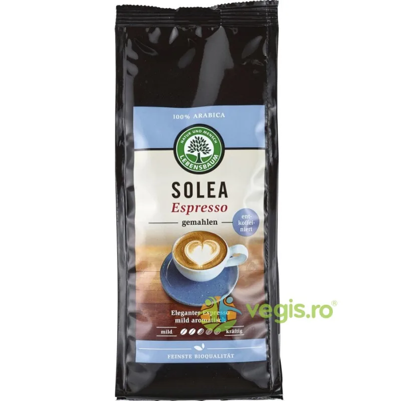 Cafea Solea Espresso Macinata Decofeinizata Ecologica/Bio 250g LEBENSBAUM — preț și oferte