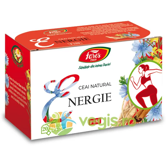 Ceai Energie cu Radacina de Cicoare, Rooibos, Ginseng si Scortisoara (F150) 20dz FARES — preț și oferte