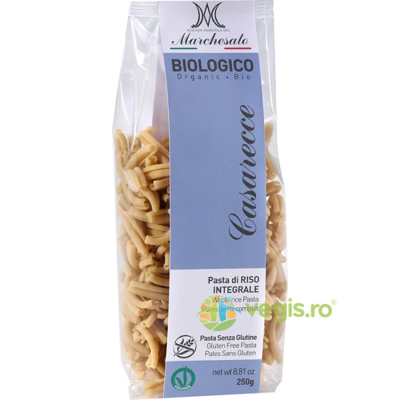 Paste Casarecce din Orez Integral fara Gluten Ecologice/Bio 250g MARCHESATO — preț și oferte