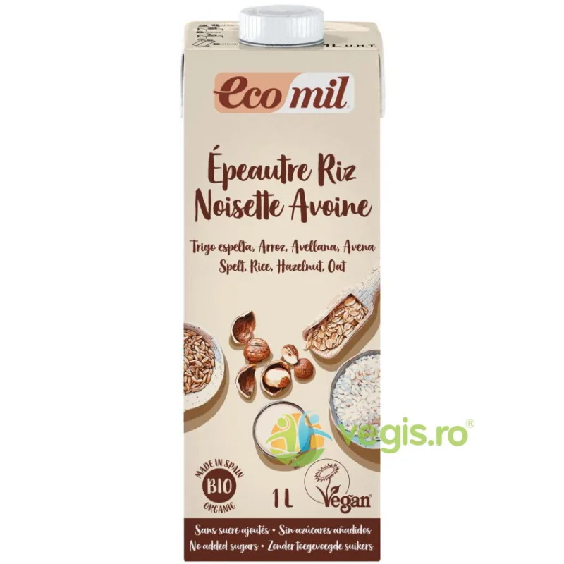 Bautura Vegetala din Grau, Orez, Ovaz si Alune fara Zahar Ecologic/Bio 1L EcoMil — preț și oferte