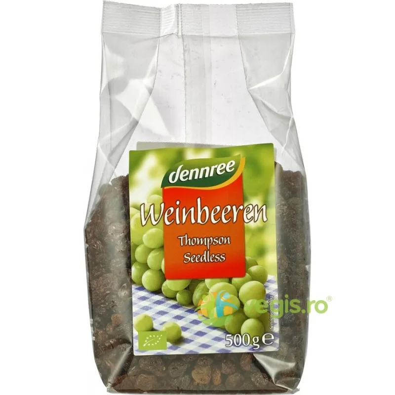 Stafide din Struguri Thompson fara Samburi Ecologice/Bio 500g Dennree — preț și oferte