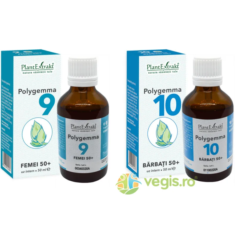 Pachet Polygemma 9 (Femei 50+) 50ml + Polygemma 10 (Barbati 50+) 50ml PLANTEXTRAKT — preț și oferte