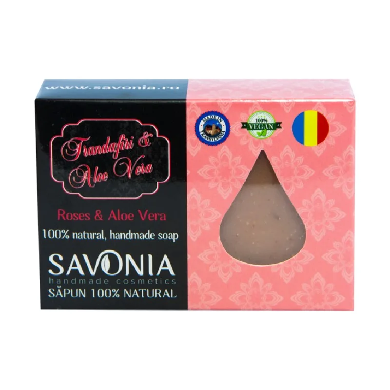 Sapun Natural Trandafiri si Aloe Vera, 90g, Savonia — preț și oferte