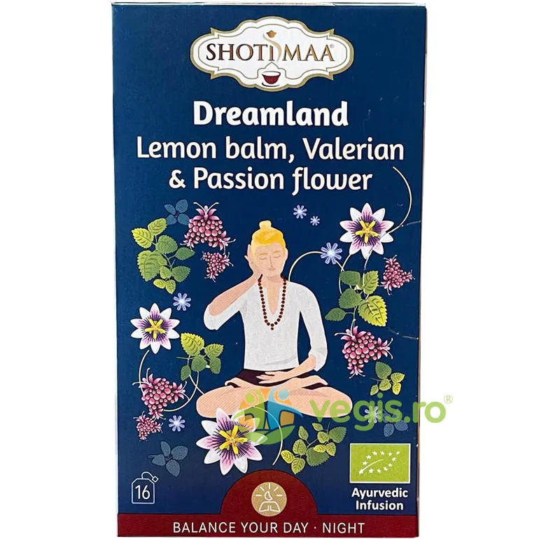 Ceai cu Roinita, Valeriana si Passiflora Balance Your Day-Dreamland Ecologic/Bio 16dz Shotimaa — preț și oferte