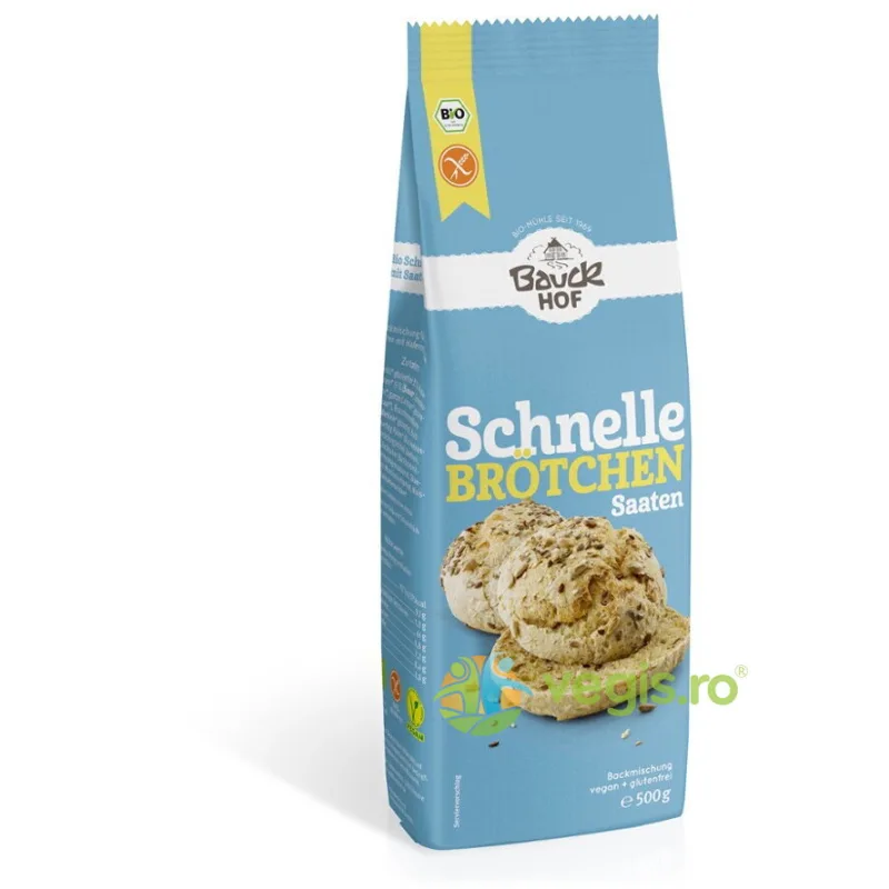 Mix de Faina pentru Chifle Rapide cu Seminte fara Gluten Ecologic/Bio 500g BAUCKHOF — preț și oferte