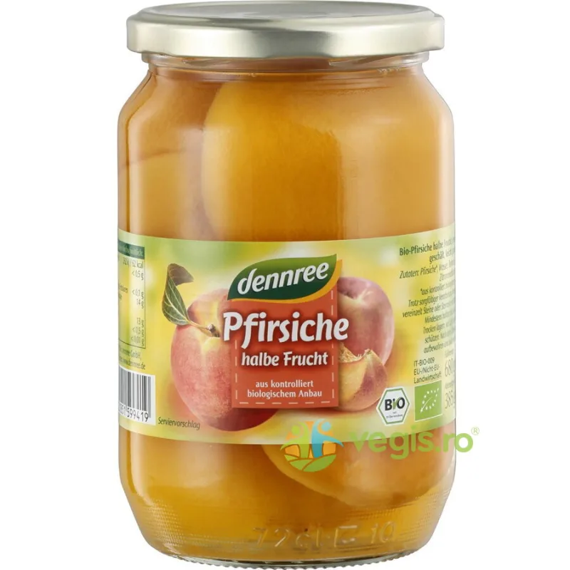 Compot de Piersici Jumatati Ecologic/Bio 680g Dennree — preț și oferte