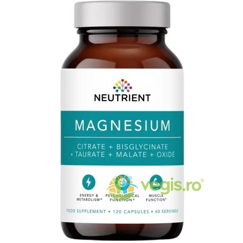 Magnesium (Magneziu) Taurate + Bisglycinate + Citrate + Malate + Oxide 120cps NEUTRIENT — preț și oferte
