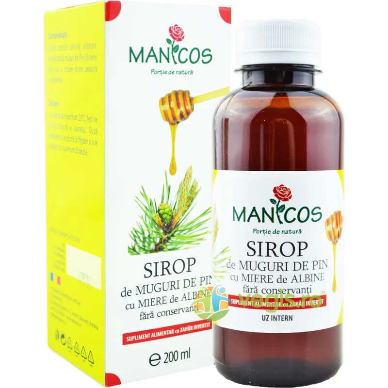 Sirop de Muguri de Pin cu Miere de Albine 200ml Manicos — preț și oferte
