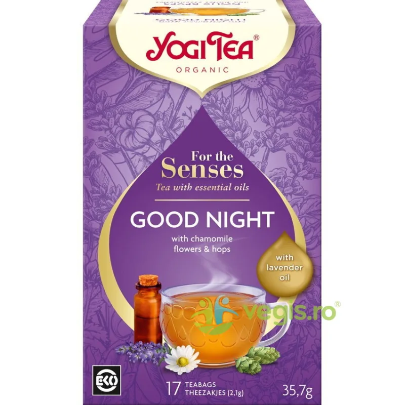 Ceai cu Ulei Esential Noapte Buna (Good Night) - For the Senses Ecologic/Bio 17dz YOGI TEA — preț și oferte