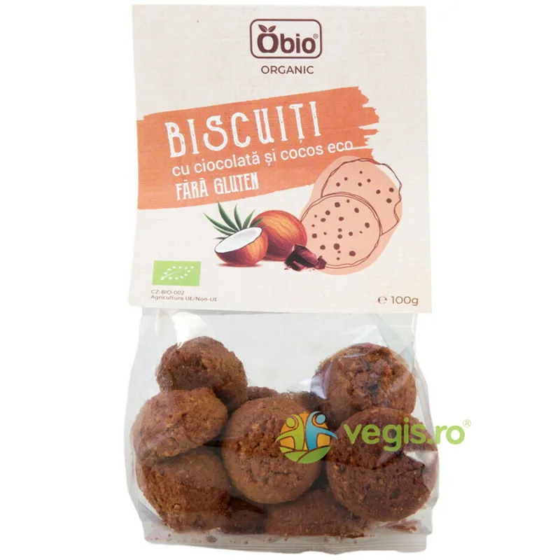 Biscuiti cu Ciocolata si Cocos fara Gluten Ecologici/Bio 100g OBio — preț și oferte