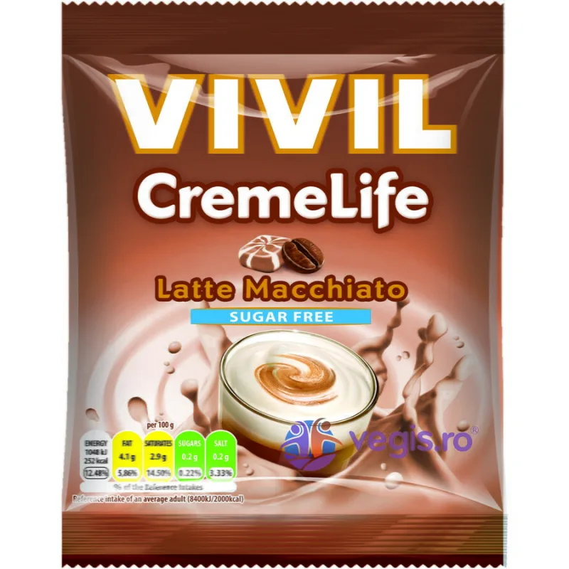 Bomboane cu Aroma de Latte Machiato fara Zahar 60g VIVIL — preț și oferte