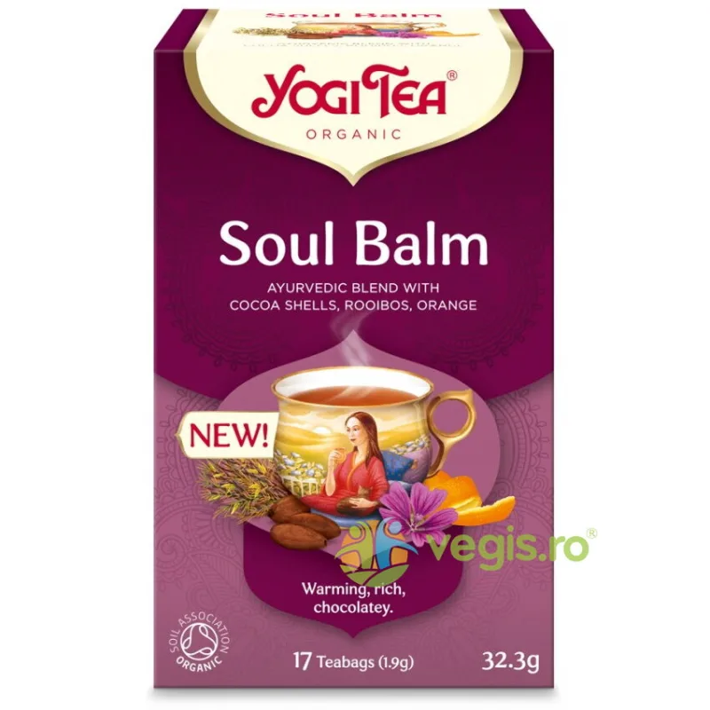 Ceai Soul Balm cu Coji de Cacao, Rooibos si Portocala Ecologic/Bio 17dz YOGI TEA — preț și oferte