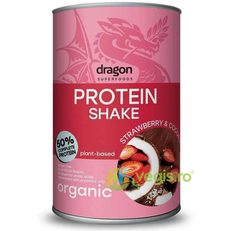 Shake Proteic Capsuni si Cocos Ecologic/Bio 450g Dragon Superfoods — preț și oferte