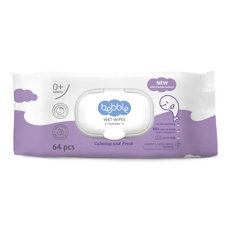 Servetele umede cu lavanda pentru copii, 64 bucati, Bebble — preț și oferte