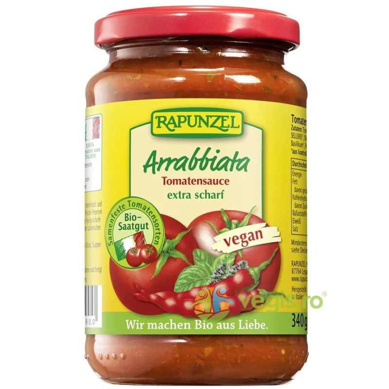 Sos de Tomate Arrabbiata Ecologic/Bio 340g Rapunzel — preț și oferte