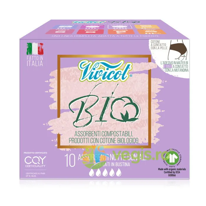 Absorbante de Noapte din Bumbac Organic si Hipoalergenic 10buc VIVICOT — preț și oferte