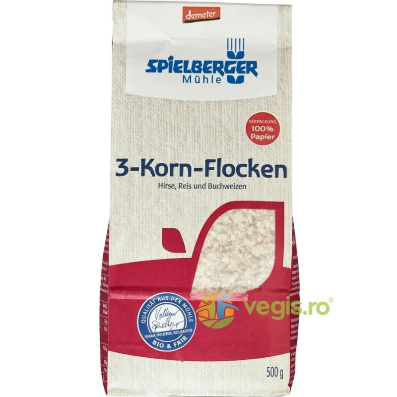 Fulgi din 3 Cereale Integrale Ecologice/Bio 500g SPIELBERGER — preț și oferte