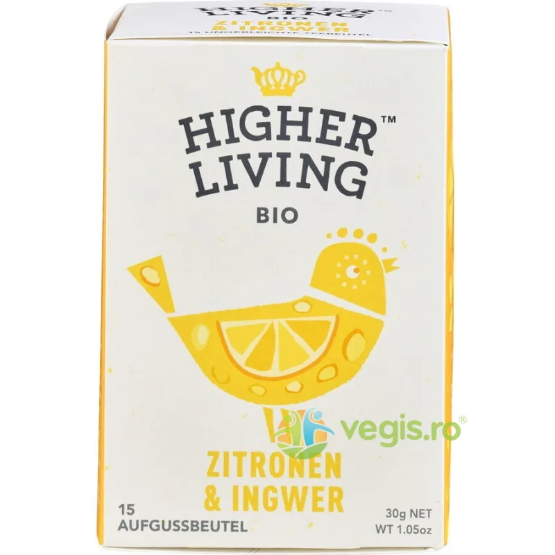 Ceai cu Lamaie si Ghimbir Ecologic/Bio 15 plicuri HIGHER LIVING — preț și oferte