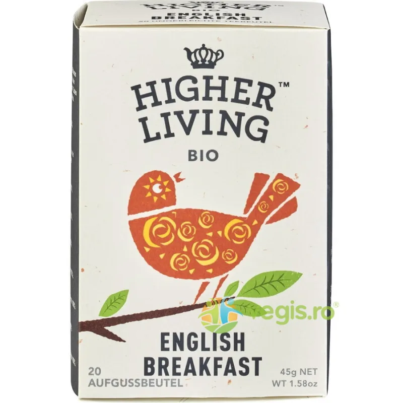 Ceai English Breakfast Ecologic/Bio 20 plicuri HIGHER LIVING — preț și oferte