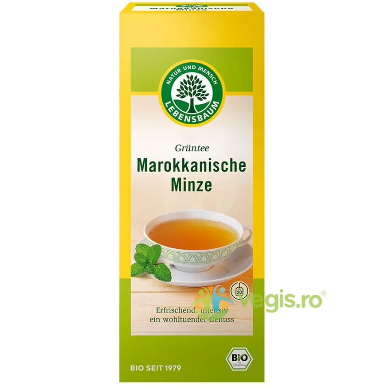 Ceai Verde cu Menta Marocana Ecologic/Bio 20 plicuri LEBENSBAUM — preț și oferte