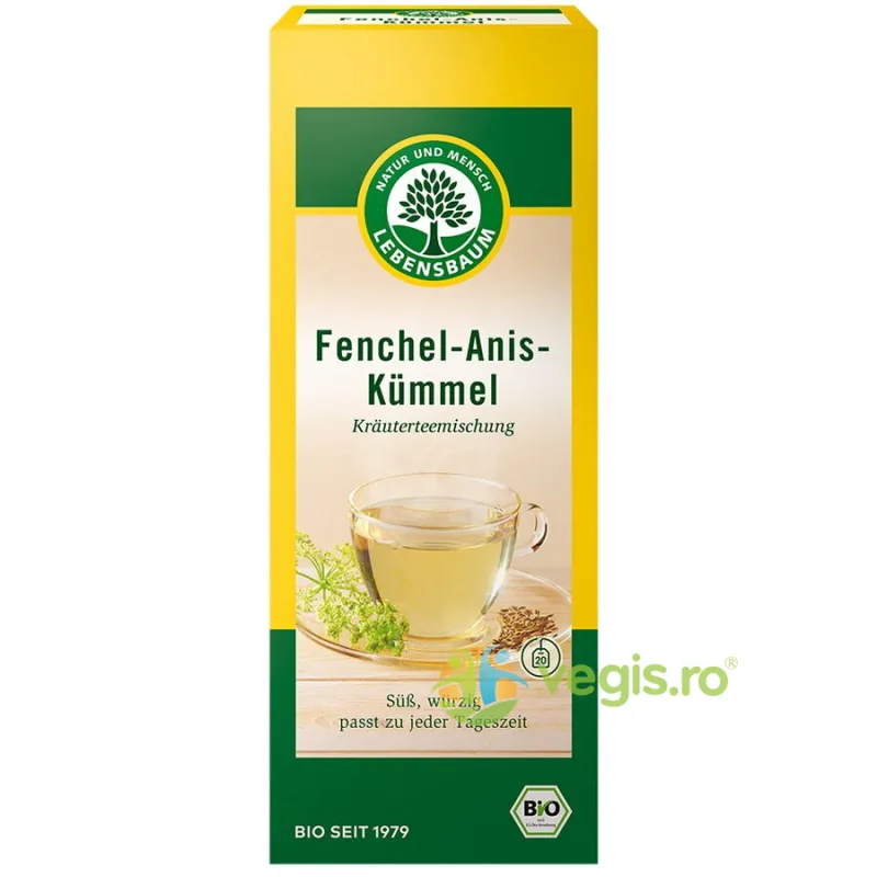 Ceai cu Fenicul, Anason si Chimen Ecologic/Bio 20 plicuri LEBENSBAUM — preț și oferte