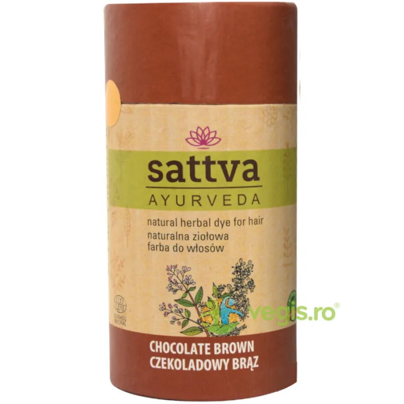 Vopsea de Par Ciocolatiu Deschis (Chocolate Brown) 150g Sattva Ayurveda — preț și oferte