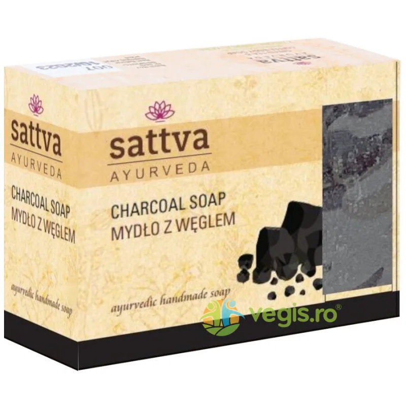 Sapun Ayurvedic cu Carbune (Charcoal) 125g Sattva Ayurveda — preț și oferte